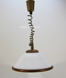 Hanglamp glas en hout trekpendel