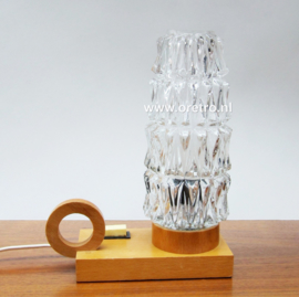 Tafellamp hout en glas nachtlampje