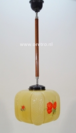 Hanglamp art deco glas met bloemen