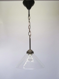 Hanglamp ketting messing met helder glas