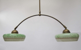 Hanglamp 2 lichts rond met glas groen