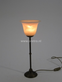 Tafellamp brons met rookglas
