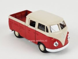 Modelauto VW T1 pick up rood 1:34