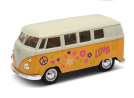 Modelauto VW bus T1 geel Hippie  1:34