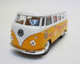 Modelauto VW bus T1 geel Hippie  1:34