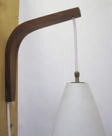 Wandlamp hout en glas groot