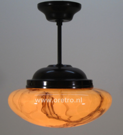 Plafondlamp glas marmer + bakeliet