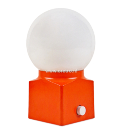 Tafellamp ERCO oranje en glas wit