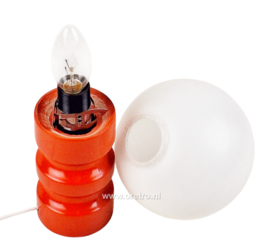Tafellamp hout oranje met glasbol