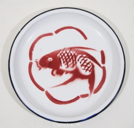 Emaille bordje Koi rood