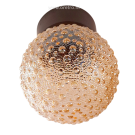 Plafondlamp schroefbol amber bubbels