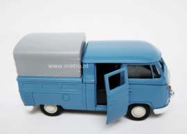 Modelauto VW bus T1 Pickup huif blauw  1:34
