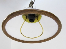 Hanglamp glas en hout trekpendel