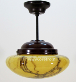 Plafondlamp glas marmer + bakeliet