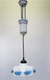 Hanglamp wit en blauw met katrol