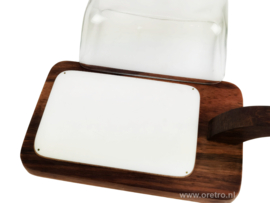 Kaasstolp glas en teak