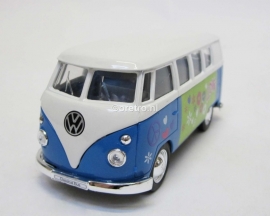 Modelauto VW bus T1 blauw Hippie  1:34
