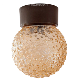 Plafondlamp schroefbol amber bubbels