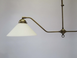 Hanglamp 2 lichts messing met glas dakkap