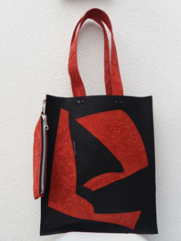 Shopper zwart met rood