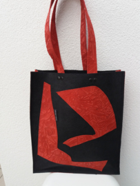 Shopper zwart met rood