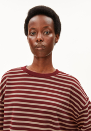 Armedangels - Frankaa Sweater Maarlen Stripe velvet red/honey reed