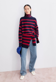 Armedangels - Merinaa Stripes Tinted Navy/Candy Apple