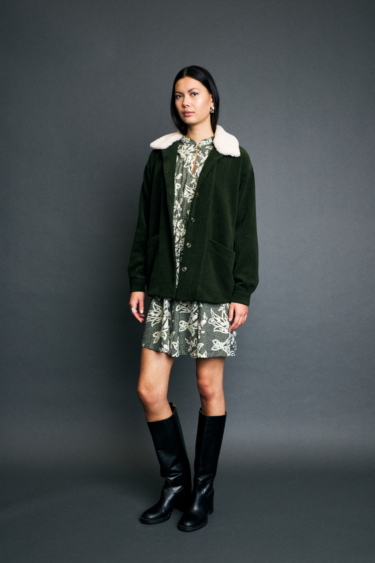 Ichi - Kate Corduroy Jacket rifle green