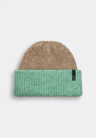 Selfhood - Block Beanie Turquoise/Beige