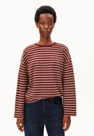Armedangels - Frankaa Sweater Maarlen Stripe velvet red/honey reed