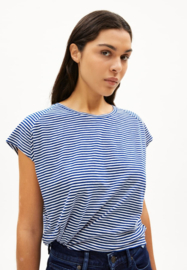 Armedangels - Oneliaa Lovely Stripes T-Shirt oatmilk/lapis