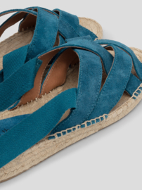 Nice Things - Espadrille sandalen in Suède, petrol blue