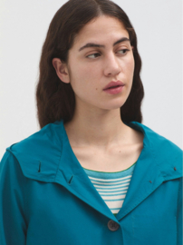 Nice Things - Hooded Trench Coat cyan blue