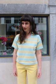 Nice Things - Summer Knit Polo Sweater Blue/yellow