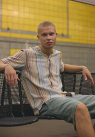 Revolution - Striped Cuban Shirt light blue