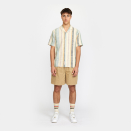 Revolution - Striped Cuban Shirt Dustgreen