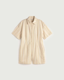 Thinking Mu - Roberta Jumpsuit Raw dappled stripes