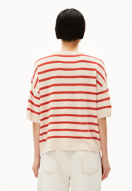 Armedangels - Lizaa Lino Top Stripes white-coral