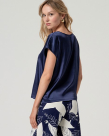 Surkana - V-Neck Satin Blouse night blue