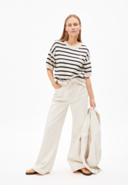 Armedangels - Lizaa Lino Top Stripes white-night sky
