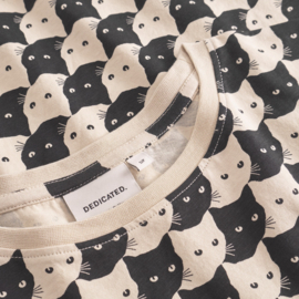 Dedicated - T-Shirt Pepita Cats Oat White