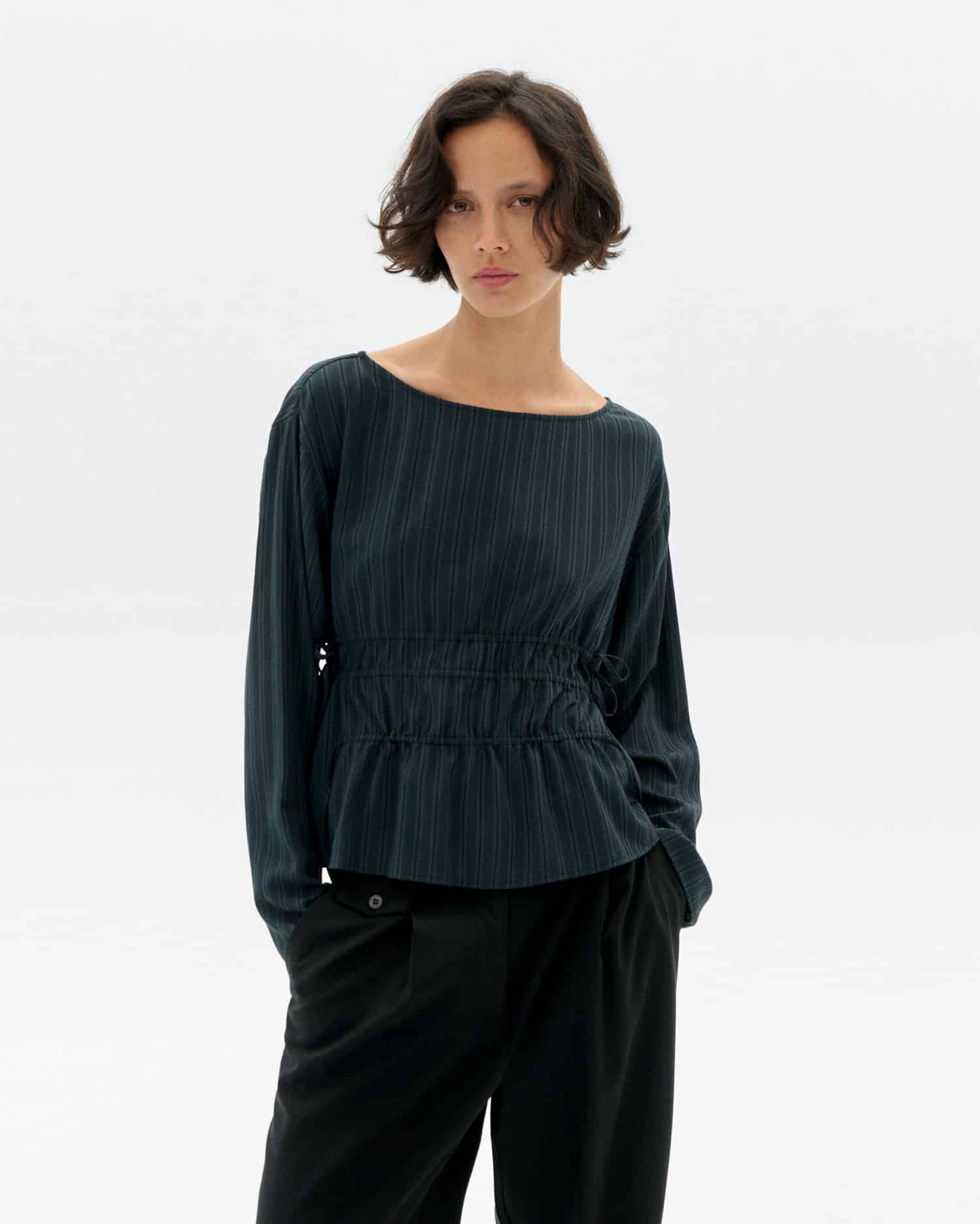 Thinking Mu - Devin Blouse dark green