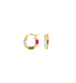 Anna + Nina - Flower Child Small Hoop Earrings silver goldplated