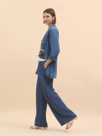 Nice Things - Striped Denim Pants with pleats