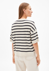 Armedangels - Lizaa Lino Top Stripes white-night sky