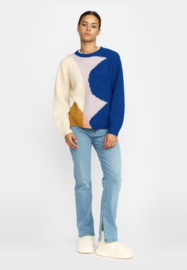 Selfhood - Knit Sweater Blue/offwhite/lilac/ochre