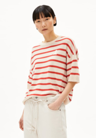 Armedangels - Lizaa Lino Top Stripes white-coral