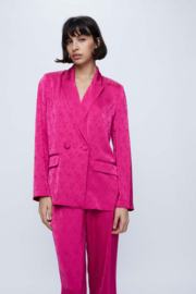 Wild Pony - Fluid Blazer in Pink Jaquard