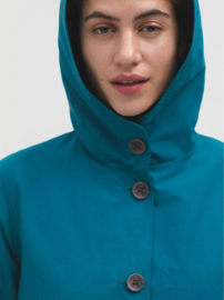 Nice Things - Hooded Trench Coat cyan blue
