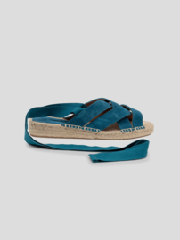 Nice Things - Espadrille sandalen in Suède, petrol blue